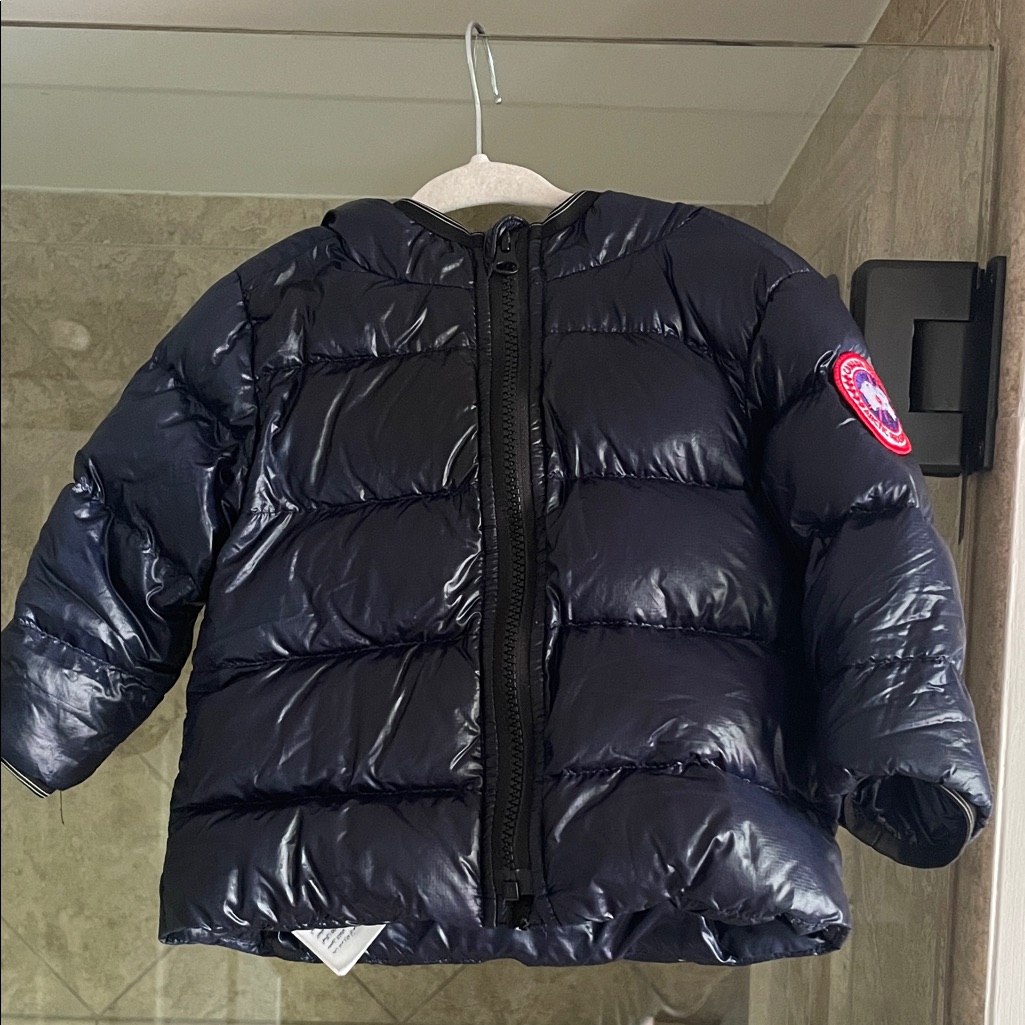 Canada Goose Kids Navy Shiny Puffer Jacket With Patch